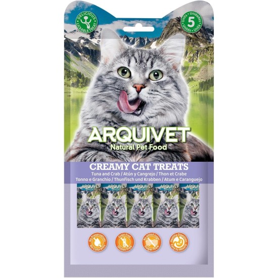 Creamy Cat Treats - Cremiger Hühnchen-Krabben-Snack (Display mit 12 Beuteln à 5x14 g) - für Katzen Creamy Cat Treats - Cremiger Hühnchen-Krabben-Snack (Display mit 12 Beuteln à 5x14 g) - für Katzen
