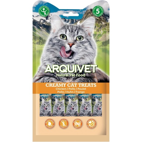 Creamy Cat Treats - Cremiger Hühnchen-Krabben-Snack (Display mit 12 Beuteln à 5x14 g) - für Katzen Creamy Cat Treats - Cremiger Hühnchen-Krabben-Snack (Display mit 12 Beuteln à 5x14 g) - für Katzen