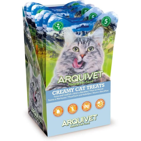 Creamy Cat Treats - Cremiger Hühnchen-Krabben-Snack (Display mit 12 Beuteln à 5x14 g) - für Katzen Creamy Cat Treats - Cremiger Hühnchen-Krabben-Snack (Display mit 12 Beuteln à 5x14 g) - für Katzen