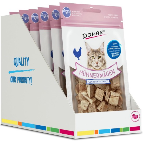 DOKAS Freeze Dried Offal - Grain-Free Premium Treat for Cats - Ideal as a Reward, 6 x 15g DOKAS Freeze Dried Offal - Grain-Free Premium Treat for Cats - Ideal as a Reward, 6 x 15g