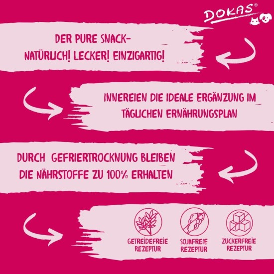 DOKAS Freeze Dried Offal - Grain-Free Premium Treat for Cats - Ideal as a Reward, 6 x 15g DOKAS Freeze Dried Offal - Grain-Free Premium Treat for Cats - Ideal as a Reward, 6 x 15g