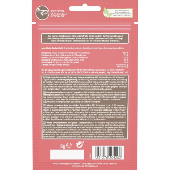 DOKAS Freeze Dried Offal - Grain-Free Premium Treat for Cats - Ideal as a Reward, 6 x 15g DOKAS Freeze Dried Offal - Grain-Free Premium Treat for Cats - Ideal as a Reward, 6 x 15g