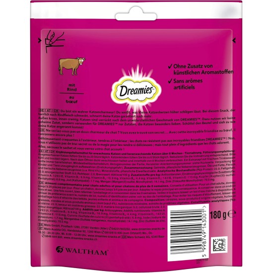 DREAMIES Portionsbeutel Mega Pack mit Rind 180g DREAMIES Portionsbeutel Mega Pack mit Rind 180g