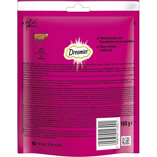 DREAMIES Portionsbeutel Mega Pack mit Rind 180g DREAMIES Portionsbeutel Mega Pack mit Rind 180g