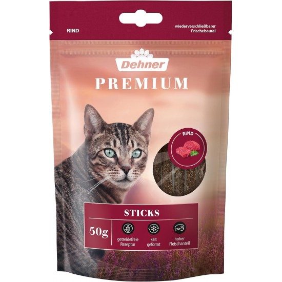 Dehner Premium Cat Treat, Grain-Free / Sugar Free, Adult / Sensitive Cats, Beef Sticks, 12 x 50g (600g) Dehner Premium Cat Treat, Grain-Free / Sugar Free, Adult / Sensitive Cats, Beef Sticks, 12 x 50g (600g)