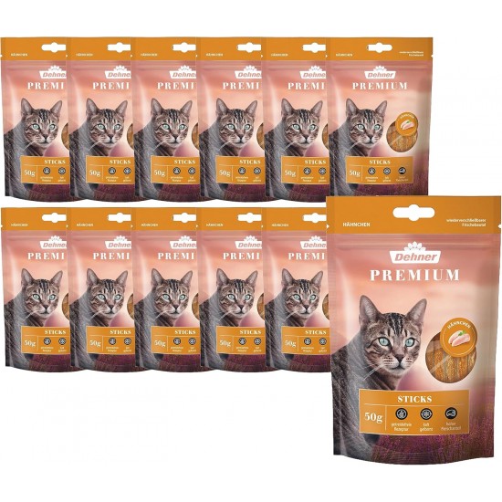 Dehner Premium Cat Treat, Grain-Free / Sugar Free, Adult / Sensitive Cats, Beef Sticks, 12 x 50g (600g) Dehner Premium Cat Treat, Grain-Free / Sugar Free, Adult / Sensitive Cats, Beef Sticks, 12 x 50g (600g)