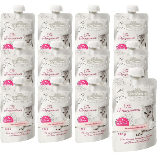 Dehner Premium Lovely Cat Snack, Cat Drink Gluten Free / Sugar Free Adult Cats, Salmon, 8 x 140g (1.12kg) Dehner Premium Lovely Cat Snack, Cat Drink Gluten Free / Sugar Free Adult Cats, Salmon, 8 x 140g (1.12kg)