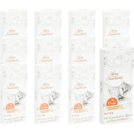 Dehner Premium Lovely Cat Snack, Treat Cream Gluten Free, for Adult Cats, Chicken, 72 x 14 g (1 kg) Dehner Premium Lovely Cat Snack, Treat Cream Gluten Free, for Adult Cats, Chicken, 72 x 14 g (1 kg)