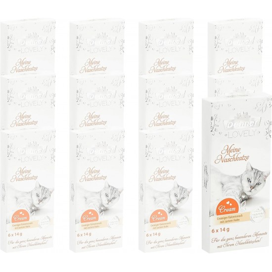 Dehner Premium Lovely Cat Snack, Treat Cream Gluten Free, for Adult Cats, Chicken, 72 x 14 g (1 kg) Dehner Premium Lovely Cat Snack, Treat Cream Gluten Free, for Adult Cats, Chicken, 72 x 14 g (1 kg)