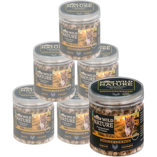 Dehner Wild Nature Premium Gluten Free / Sugar Free Cat Snack, Freeze Dried, Chicken Hearts, 6 x 20 g (120 g) Dehner Wild Nature Premium Gluten Free / Sugar Free Cat Snack, Freeze Dried, Chicken Hearts, 6 x 20 g (120 g)