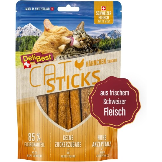 DeliBest Cat Sticks Made of 100% Swiss Chicken Meat, Cat Treats Grain-Free, Semi-Moist Treats in Stick Shape, Cat Snack without Artificial Additives, Suitable for Allergy Sufferers, 50 g DeliBest Cat Sticks Made of 100% Swiss Chicken Meat, Cat Treats Grain-Free, Semi-Moist Treats in Stick Shape, Cat Snack without Artificial Additives, Suitable for Allergy Sufferers, 50 g