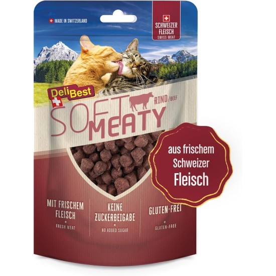 DeliBest Soft Meatys Cat Treats Made of Swiss Chicken Meat, Grain-Free, Semi-Moist Treats, Easy to Digest, Cat Snack without Artificial Additives, Suitable for Allergy Sufferers, 100 g DeliBest Soft Meatys Cat Treats Made of Swiss Chicken Meat, Grain-Free, Semi-Moist Treats, Easy to Digest, Cat Snack without Artificial Additives, Suitable for Allergy Sufferers, 100 g