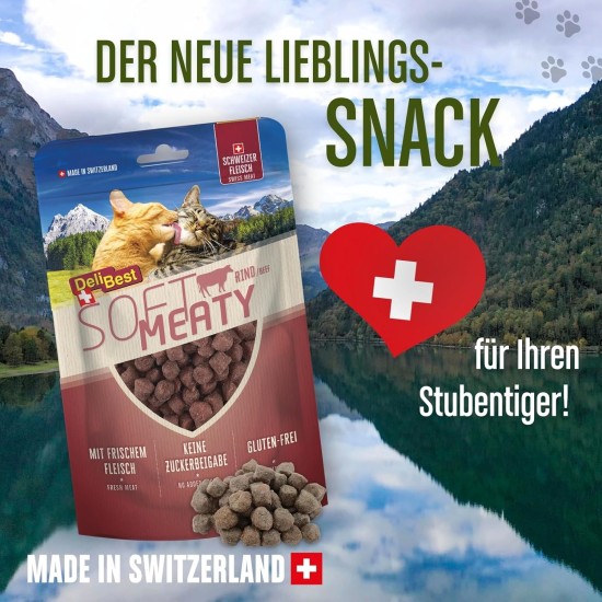 DeliBest Soft Meatys Cat Treats Made of Swiss Chicken Meat, Grain-Free, Semi-Moist Treats, Easy to Digest, Cat Snack without Artificial Additives, Suitable for Allergy Sufferers, 100 g DeliBest Soft Meatys Cat Treats Made of Swiss Chicken Meat, Grain-Free, Semi-Moist Treats, Easy to Digest, Cat Snack without Artificial Additives, Suitable for Allergy Sufferers, 100 g