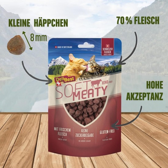 DeliBest Soft Meatys Cat Treats Made of Swiss Chicken Meat, Grain-Free, Semi-Moist Treats, Easy to Digest, Cat Snack without Artificial Additives, Suitable for Allergy Sufferers, 100 g DeliBest Soft Meatys Cat Treats Made of Swiss Chicken Meat, Grain-Free, Semi-Moist Treats, Easy to Digest, Cat Snack without Artificial Additives, Suitable for Allergy Sufferers, 100 g
