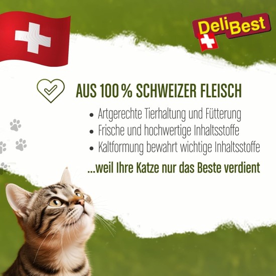 DeliBest Soft Meatys Cat Treats Made of Swiss Chicken Meat, Grain-Free, Semi-Moist Treats, Easy to Digest, Cat Snack without Artificial Additives, Suitable for Allergy Sufferers, 100 g DeliBest Soft Meatys Cat Treats Made of Swiss Chicken Meat, Grain-Free, Semi-Moist Treats, Easy to Digest, Cat Snack without Artificial Additives, Suitable for Allergy Sufferers, 100 g