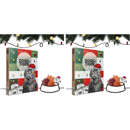 Dogs'n Tiger Advent Calendar for Cats - Natural & High-Quality Snacks Made from 85% Meat Behind Each Door, No Sugar & Grains for All Cats Dogs'n Tiger Advent Calendar for Cats - Natural & High-Quality Snacks Made from 85% Meat Behind Each Door, No Sugar & Grains for All Cats