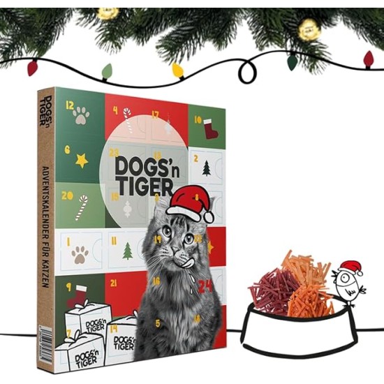 Dogs'n Tiger Advent Calendar for Cats - Natural & High-Quality Snacks Made from 85% Meat Behind Each Door, No Sugar & Grains for All Cats Dogs'n Tiger Advent Calendar for Cats - Natural & High-Quality Snacks Made from 85% Meat Behind Each Door, No Sugar & Grains for All Cats