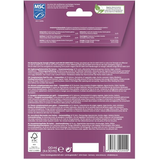 Dokas Salmon Smoothie - Creamy Premium Snack for Cats - Ideal as a Topping or Reward Dokas Salmon Smoothie - Creamy Premium Snack for Cats - Ideal as a Topping or Reward
