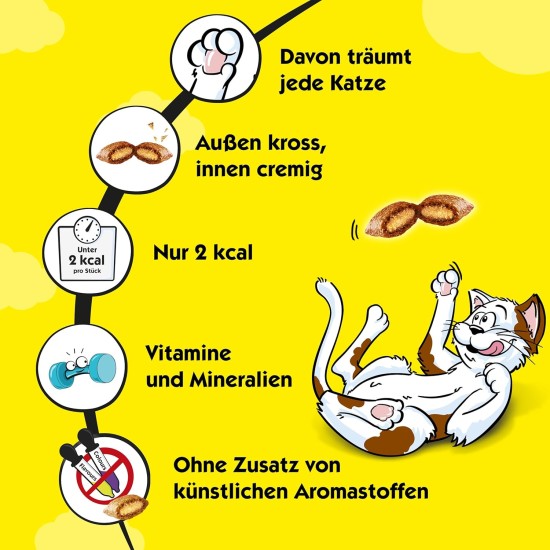 Dreamies Cat Snacks - Cat Treats with Crispy Texture and Creamy Filling, Various Flavours and Sizes Dreamies Cat Snacks - Cat Treats with Crispy Texture and Creamy Filling, Various Flavours and Sizes