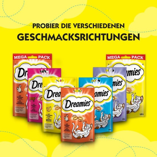 Dreamies Cat Snacks - Cat Treats with Crispy Texture and Creamy Filling, Various Flavours and Sizes Dreamies Cat Snacks - Cat Treats with Crispy Texture and Creamy Filling, Various Flavours and Sizes