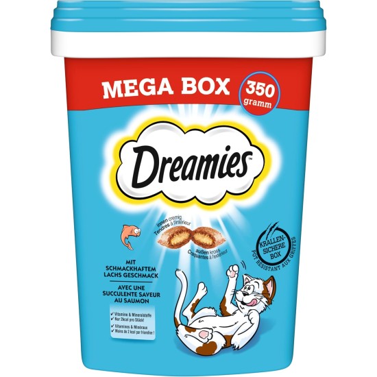 Dreamies Classic Cat Snacks with Salmon - Incredibly Crispy Bags with Delicate Filling - 2 x 350 g Dreamies Classic Cat Snacks with Salmon - Incredibly Crispy Bags with Delicate Filling - 2 x 350 g