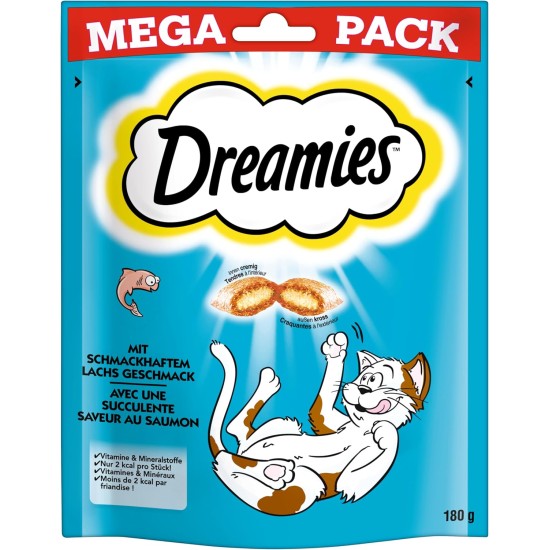 Dreamies Classic Cat Snacks with Salmon - Incredibly Crispy Bags with Delicate Filling - 2 x 350 g Dreamies Classic Cat Snacks with Salmon - Incredibly Crispy Bags with Delicate Filling - 2 x 350 g