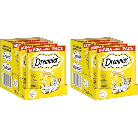 Dreamies Classic Cat Snacks with Salmon - Incredibly Crispy Bags with Delicate Filling - 2 x 350 g Dreamies Classic Cat Snacks with Salmon - Incredibly Crispy Bags with Delicate Filling - 2 x 350 g