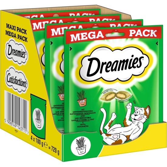 Dreamies Classic Cat Snacks with Salmon - Incredibly Crispy Bags with Delicate Filling - 2 x 350 g Dreamies Classic Cat Snacks with Salmon - Incredibly Crispy Bags with Delicate Filling - 2 x 350 g