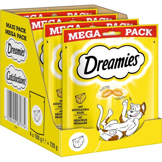 Dreamies Classic Cat Snacks with Salmon - Incredibly Crispy Bags with Delicate Filling - 2 x 350 g Dreamies Classic Cat Snacks with Salmon - Incredibly Crispy Bags with Delicate Filling - 2 x 350 g