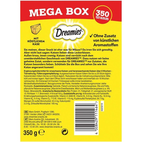 Dreamies Mix Cat Snacks with Cheese Flavour - Crispy Exterior & Creamy Inside - 2 x 350 g Dreamies Mix Cat Snacks with Cheese Flavour - Crispy Exterior & Creamy Inside - 2 x 350 g