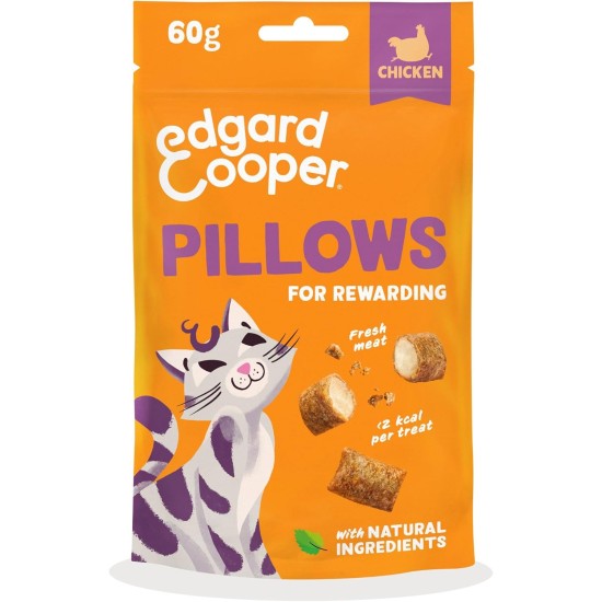 Edgard Cooper Natural Cat Snacks, Pillows with Chicken (1 x 60g Bag), Packed with Fresh Meat, Grain Free, Less Than 2 Kcal Per Snack, Natural Ingredients & No Added Sugar. Edgard Cooper Natural Cat Snacks, Pillows with Chicken (1 x 60g Bag), Packed with Fresh Meat, Grain Free, Less Than 2 Kcal Per Snack, Natural Ingredients & No Added Sugar.