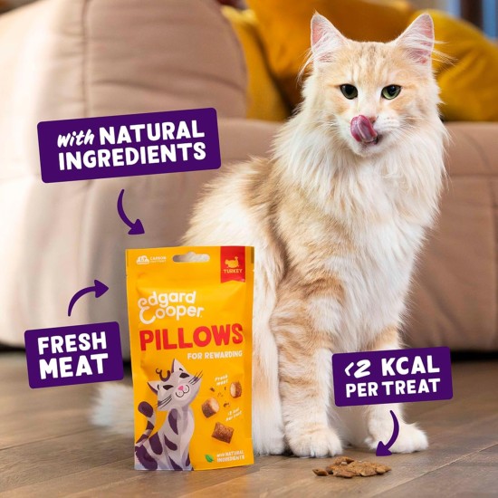 Edgard Cooper Natural Cat Snacks, Pillows with Chicken (1 x 60g Bag), Packed with Fresh Meat, Grain Free, Less Than 2 Kcal Per Snack, Natural Ingredients & No Added Sugar. Edgard Cooper Natural Cat Snacks, Pillows with Chicken (1 x 60g Bag), Packed with Fresh Meat, Grain Free, Less Than 2 Kcal Per Snack, Natural Ingredients & No Added Sugar.