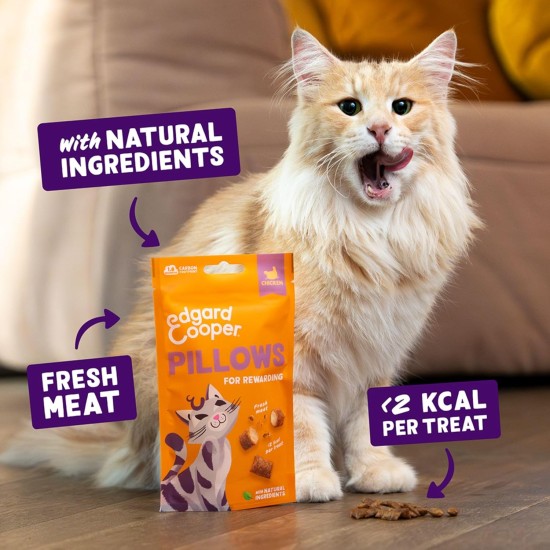 Edgard Cooper Natural Cat Snacks, Pillows with Chicken (1 x 60g Bag), Packed with Fresh Meat, Grain Free, Less Than 2 Kcal Per Snack, Natural Ingredients & No Added Sugar. Edgard Cooper Natural Cat Snacks, Pillows with Chicken (1 x 60g Bag), Packed with Fresh Meat, Grain Free, Less Than 2 Kcal Per Snack, Natural Ingredients & No Added Sugar.