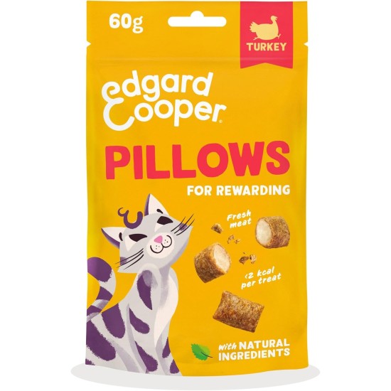Edgard Cooper Natural Cat Snacks, Pillows with Chicken (1 x 60g Bag), Packed with Fresh Meat, Grain Free, Less Than 2 Kcal Per Snack, Natural Ingredients & No Added Sugar. Edgard Cooper Natural Cat Snacks, Pillows with Chicken (1 x 60g Bag), Packed with Fresh Meat, Grain Free, Less Than 2 Kcal Per Snack, Natural Ingredients & No Added Sugar.