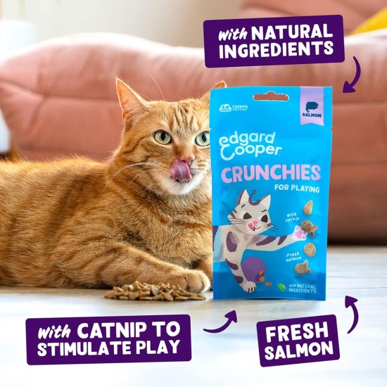 Edgard Cooper Natural Cat Snacks, Pillows with Salmon (1 x 60g Bag), Packed with Fresh Meat, Grain Free, Less Than 2 Kcal Per Snack, Natural Ingredients & No Added Sugar. Edgard Cooper Natural Cat Snacks, Pillows with Salmon (1 x 60g Bag), Packed with Fresh Meat, Grain Free, Less Than 2 Kcal Per Snack, Natural Ingredients & No Added Sugar.