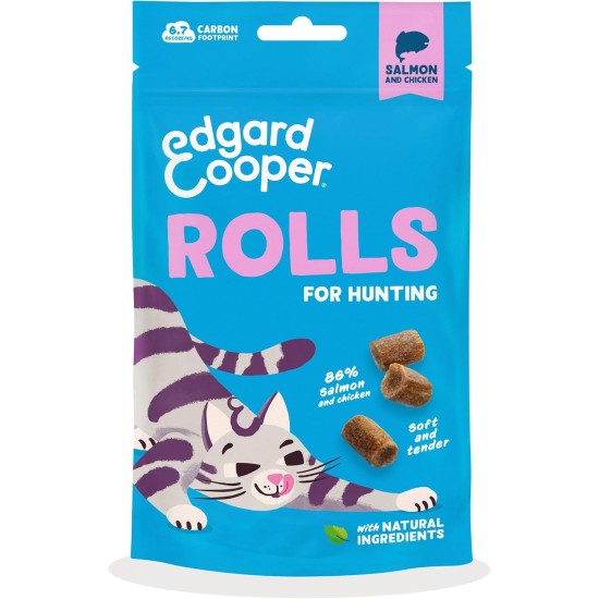 Edgard Cooper Natural Cat Snacks, Pillows with Salmon (1 x 60g Bag), Packed with Fresh Meat, Grain Free, Less Than 2 Kcal Per Snack, Natural Ingredients & No Added Sugar. Edgard Cooper Natural Cat Snacks, Pillows with Salmon (1 x 60g Bag), Packed with Fresh Meat, Grain Free, Less Than 2 Kcal Per Snack, Natural Ingredients & No Added Sugar.