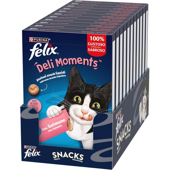 FELIX Deli Moments Adult Cat Snack with Salmon 44 Packs of 10g FELIX Deli Moments Adult Cat Snack with Salmon 44 Packs of 10g