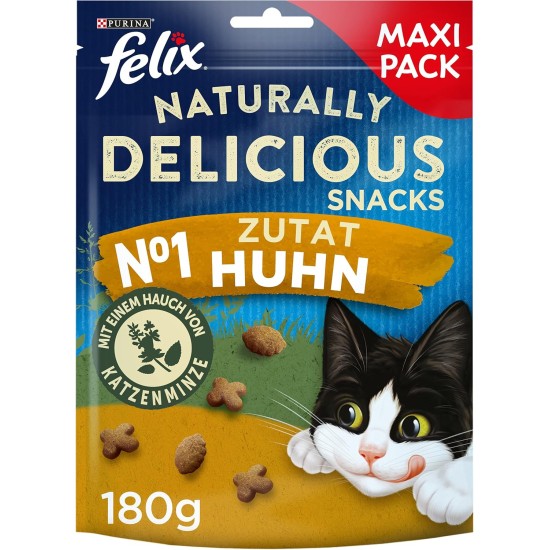 FELIX Naturally Delicious Cat Snack, Healthy Treats with Chicken & Catnip, Pack of 6 (6 x 180 g) FELIX Naturally Delicious Cat Snack, Healthy Treats with Chicken & Catnip, Pack of 6 (6 x 180 g)