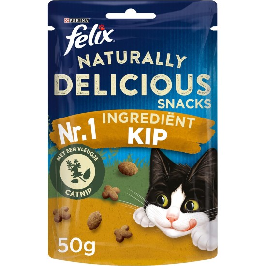 FELIX Naturally Delicious with Chicken & Catnip Cat Snacks, Box of 8 (8 x 50 g) FELIX Naturally Delicious with Chicken & Catnip Cat Snacks, Box of 8 (8 x 50 g)