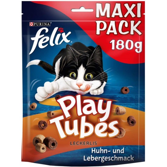 FELIX Play Tubes Cat Snack, Treats for Playing with Chicken & Liver Flavour, Pack of 5 (5 x 180 g) FELIX Play Tubes Cat Snack, Treats for Playing with Chicken & Liver Flavour, Pack of 5 (5 x 180 g)