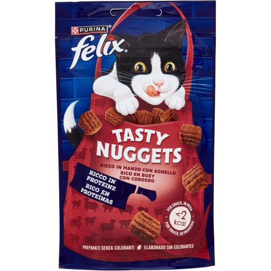 FELIX Tasty Nuggets Adult Cat Snack Beef and Lamb 8 Packs of 50g FELIX Tasty Nuggets Adult Cat Snack Beef and Lamb 8 Packs of 50g