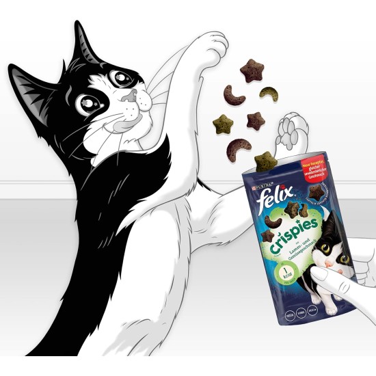 Felix Crispies cat treats with proteins, vitamins and Omega 6 fatty acids, pack of 8 (8 x 45 g), Beef and Chicken flavour Felix Crispies cat treats with proteins, vitamins and Omega 6 fatty acids, pack of 8 (8 x 45 g), Beef and Chicken flavour