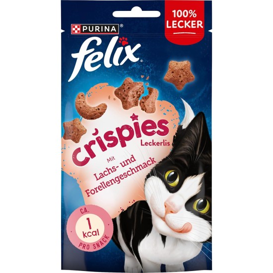 Felix Crispies cat treats with proteins, vitamins and Omega 6 fatty acids, pack of 8 (8 x 45 g), Beef and Chicken flavour Felix Crispies cat treats with proteins, vitamins and Omega 6 fatty acids, pack of 8 (8 x 45 g), Beef and Chicken flavour