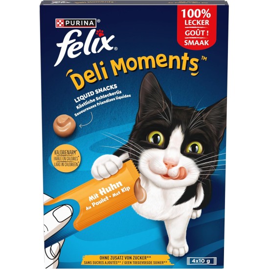Felix Deli Moments Creamy Cat Snack with Chicken, Pack of 44 (44 x 10 g) Felix Deli Moments Creamy Cat Snack with Chicken, Pack of 44 (44 x 10 g)