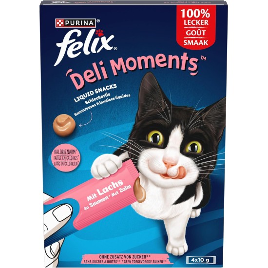 Felix Deli Moments Creamy Cat Snack with Salmon, Pack of 44 (44 x 10 g) Felix Deli Moments Creamy Cat Snack with Salmon, Pack of 44 (44 x 10 g)