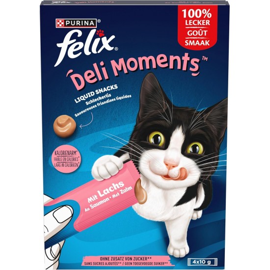 Felix Deli Moments Creamy Cat Snack with Salmon, Pack of 44 (44 x 10 g)