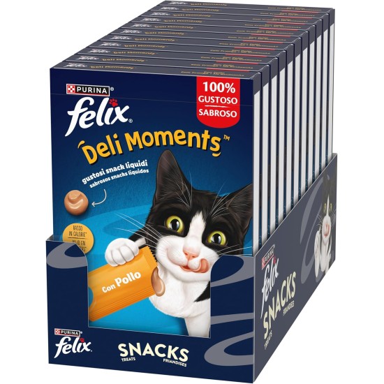 Felix Deli Moments Liquid Snacks for Adults Cats with Chicken 44 Packs of 10g Felix Deli Moments Liquid Snacks for Adults Cats with Chicken 44 Packs of 10g