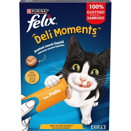 Felix Deli Moments Liquid Snacks for Adults Cats with Chicken 44 Packs of 10g Felix Deli Moments Liquid Snacks for Adults Cats with Chicken 44 Packs of 10g