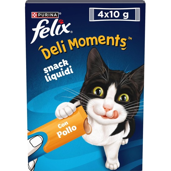 Felix Deli Moments Liquid Snacks for Adults Cats with Chicken 44 Packs of 10g Felix Deli Moments Liquid Snacks for Adults Cats with Chicken 44 Packs of 10g