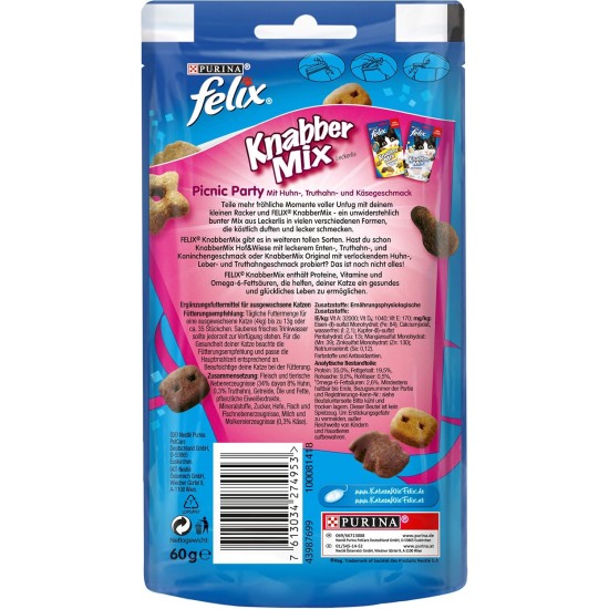Felix Knabber Mix Original and Strandspaß (Beach Fun) Cat Snack with Various Varieties, Mixtray 2 x (8 x 60 g) Felix Knabber Mix Original and Strandspaß (Beach Fun) Cat Snack with Various Varieties, Mixtray 2 x (8 x 60 g)